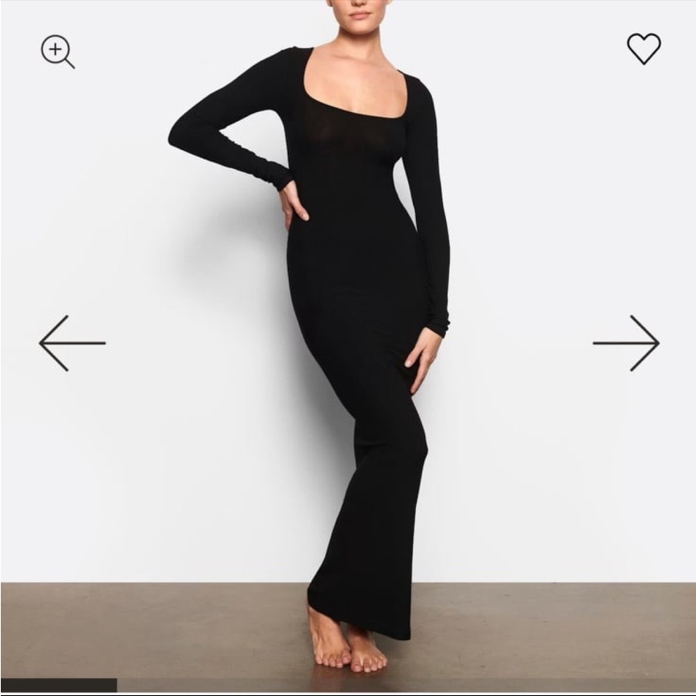Skims Soft Lounge Ribbed Long Sleeve Maxi Dress NWT